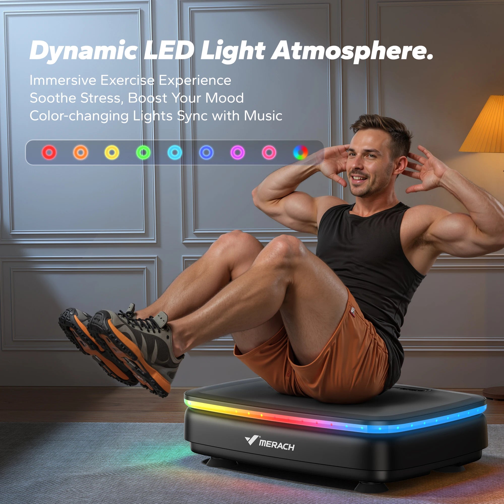 Whole Body Vibration Plate Exercise Machine with LED Light & Bluetooth
