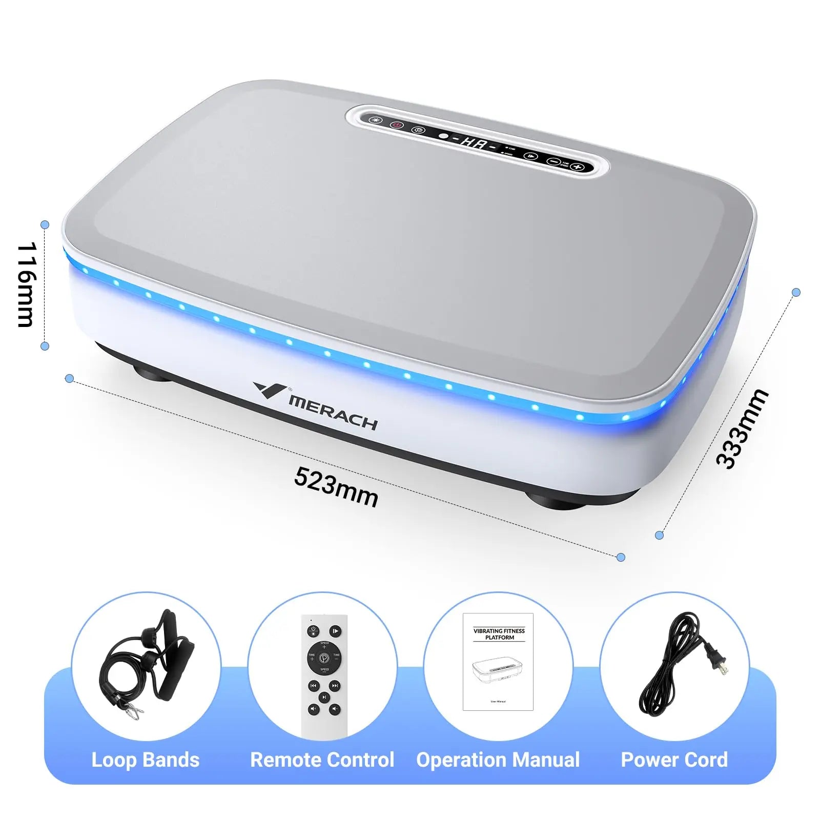 Whole Body Vibration Plate Exercise Machine with LED Light & Bluetooth