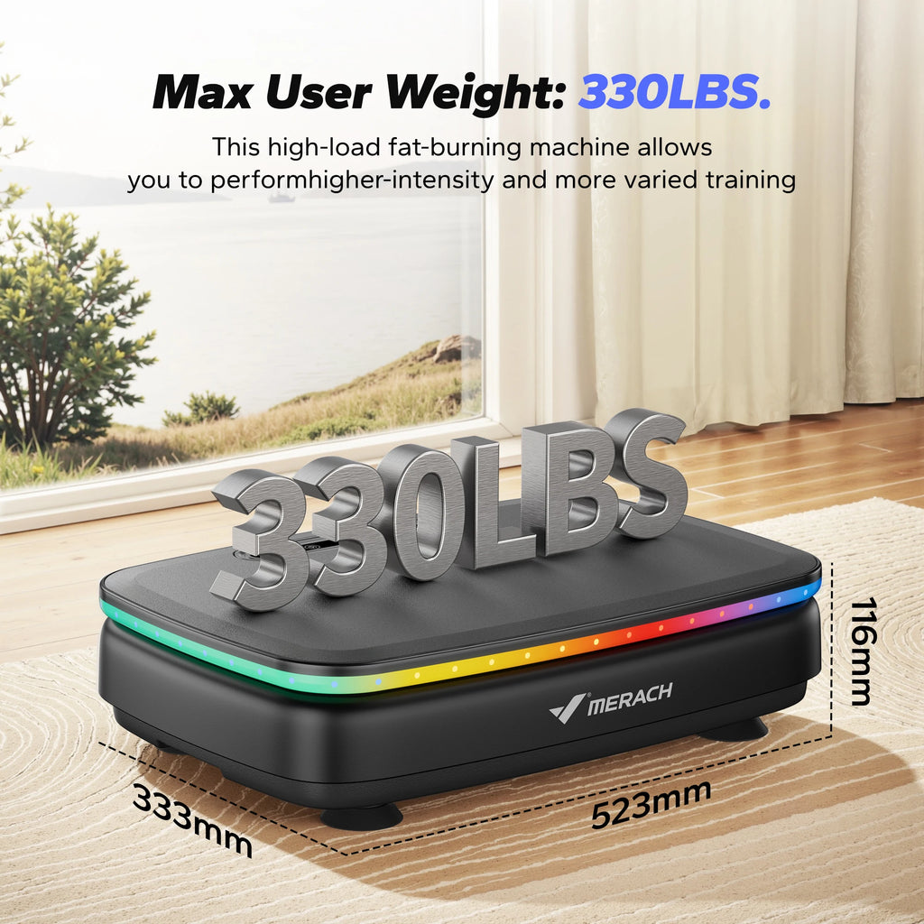 Whole Body Vibration Plate Exercise Machine with LED Light & Bluetooth