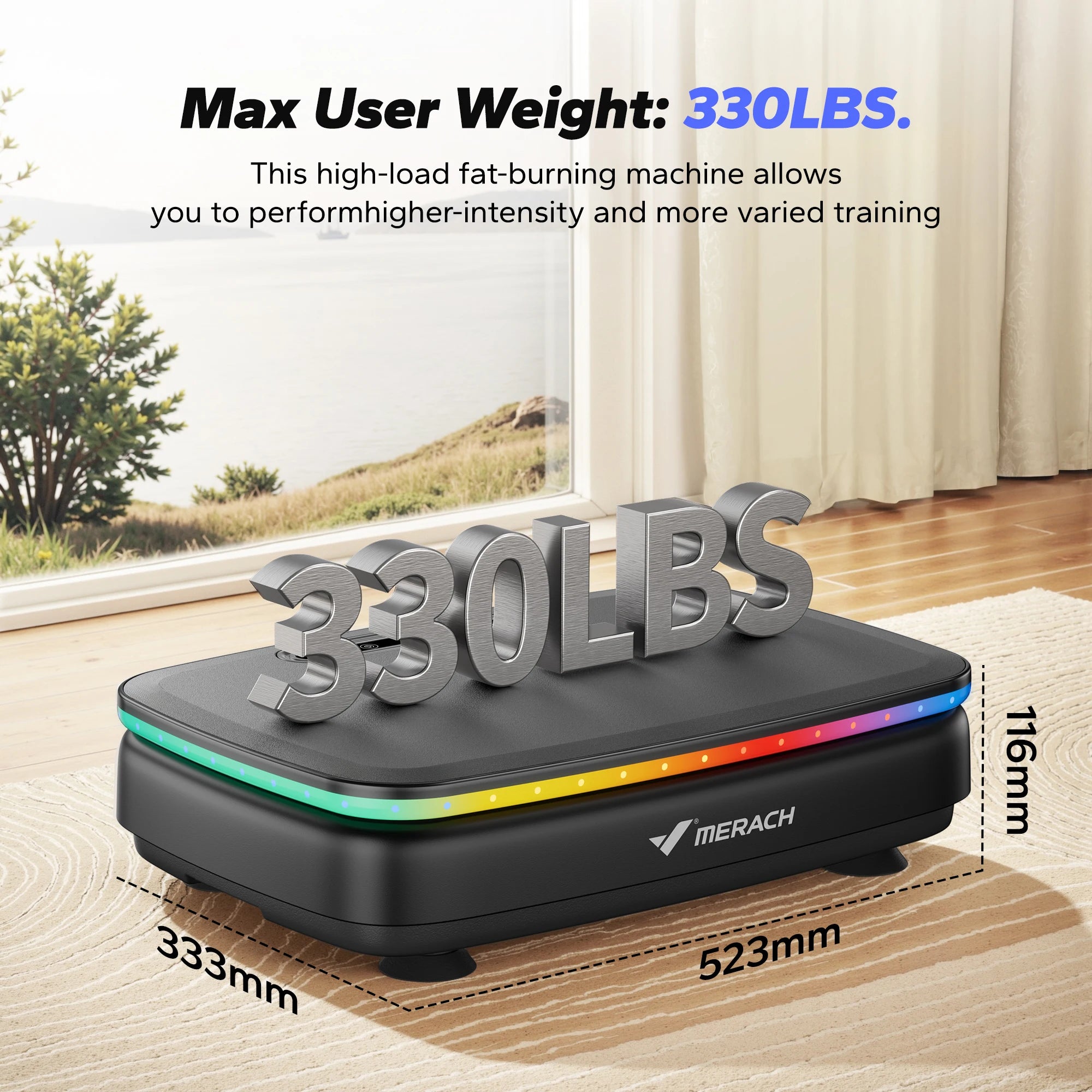 Whole Body Vibration Plate Exercise Machine with LED Light & Bluetooth