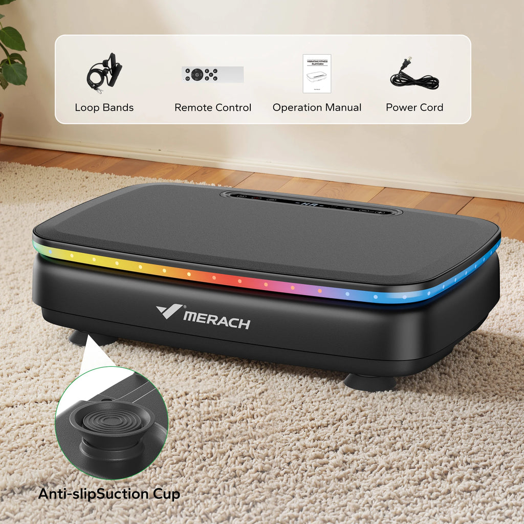 Whole Body Vibration Plate Exercise Machine with LED Light & Bluetooth