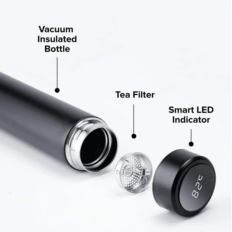 Smart Stainless Steel Water Bottle – Leak-Proof, Double-Walled, LCD Temperature Display – Keeps Drinks Hot & Cold, 450ml
