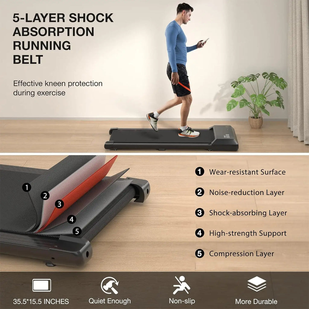 Superun 2-in-1 Mini Treadmill 2.5HP Home & Office with App & Remote Control
