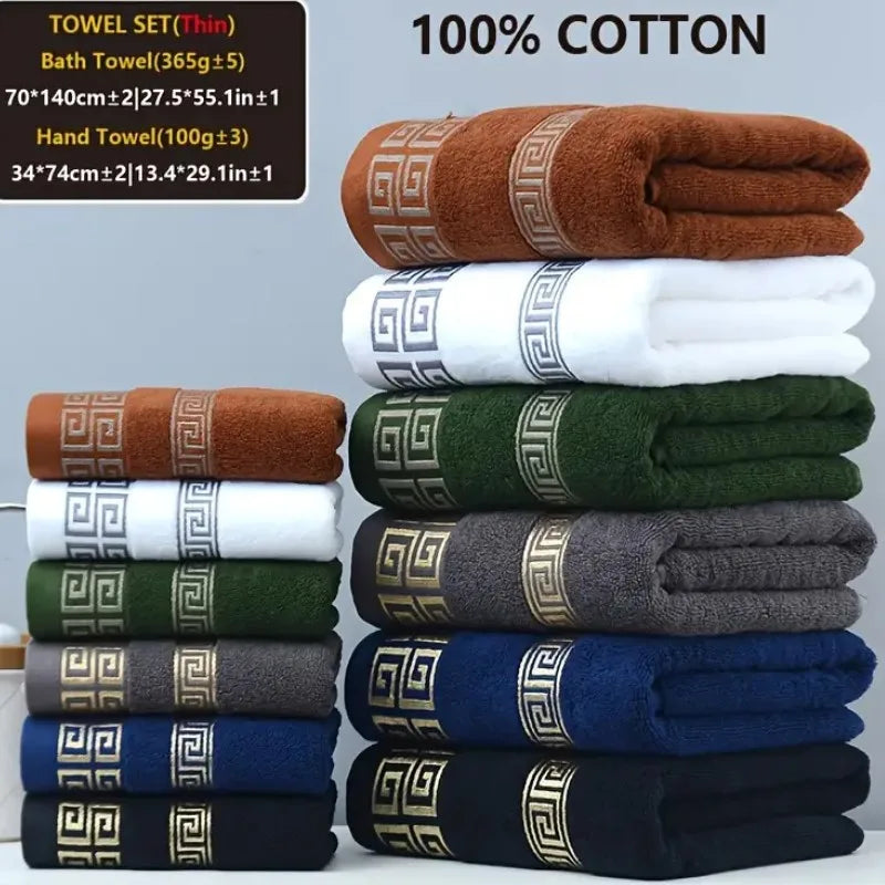 2-Piece Black Gym & Workout Towel Set – Soft, Absorbent Cotton Towels for Fitness, Yoga, and Sports