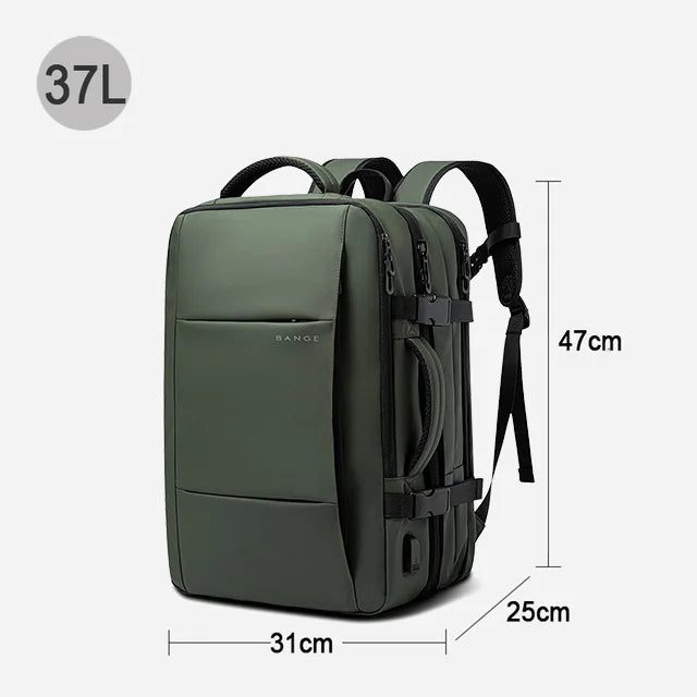 Expandable Men's Waterproof Laptop Backpack (17.3") – Large Capacity Business, Travel & Hiking Bag