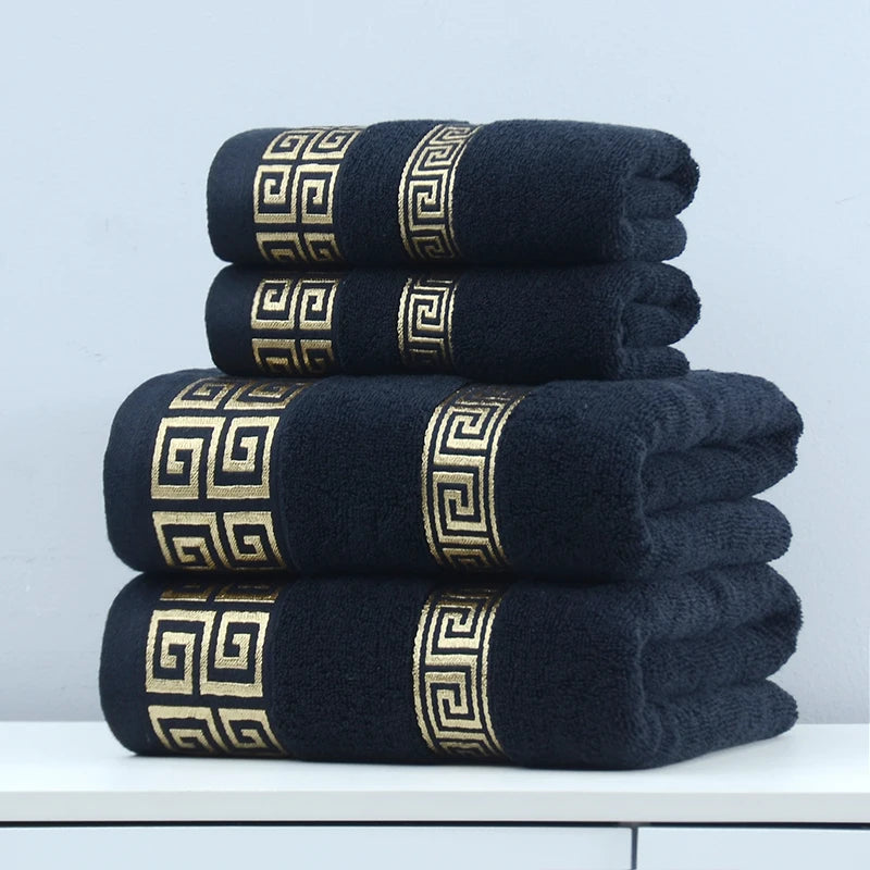 2-Piece Black Gym & Workout Towel Set – Soft, Absorbent Cotton Towels for Fitness, Yoga, and Sports