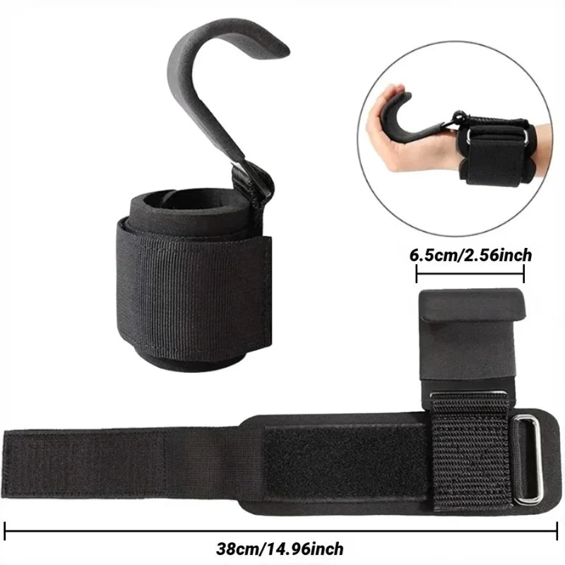 Non-Slip Weight Lifting Hooks with Wrist Straps – Heavy-Duty Deadlift, Pull-Up & Strength Training Support (Pair)