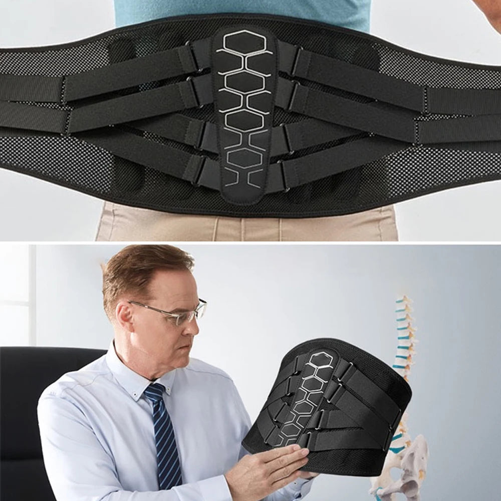Premium Lumbar Support Belt – Flexible Back Brace for Pain Relief, Work Lifting & Scoliosis Comfort