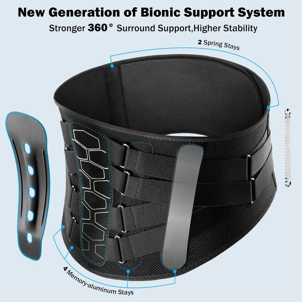 Premium Lumbar Support Belt – Flexible Back Brace for Pain Relief, Work Lifting & Scoliosis Comfort