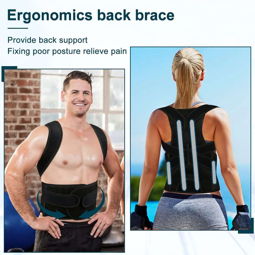 Back & Shoulder Posture Corrector – Adjustable Support Brace for Men & Women