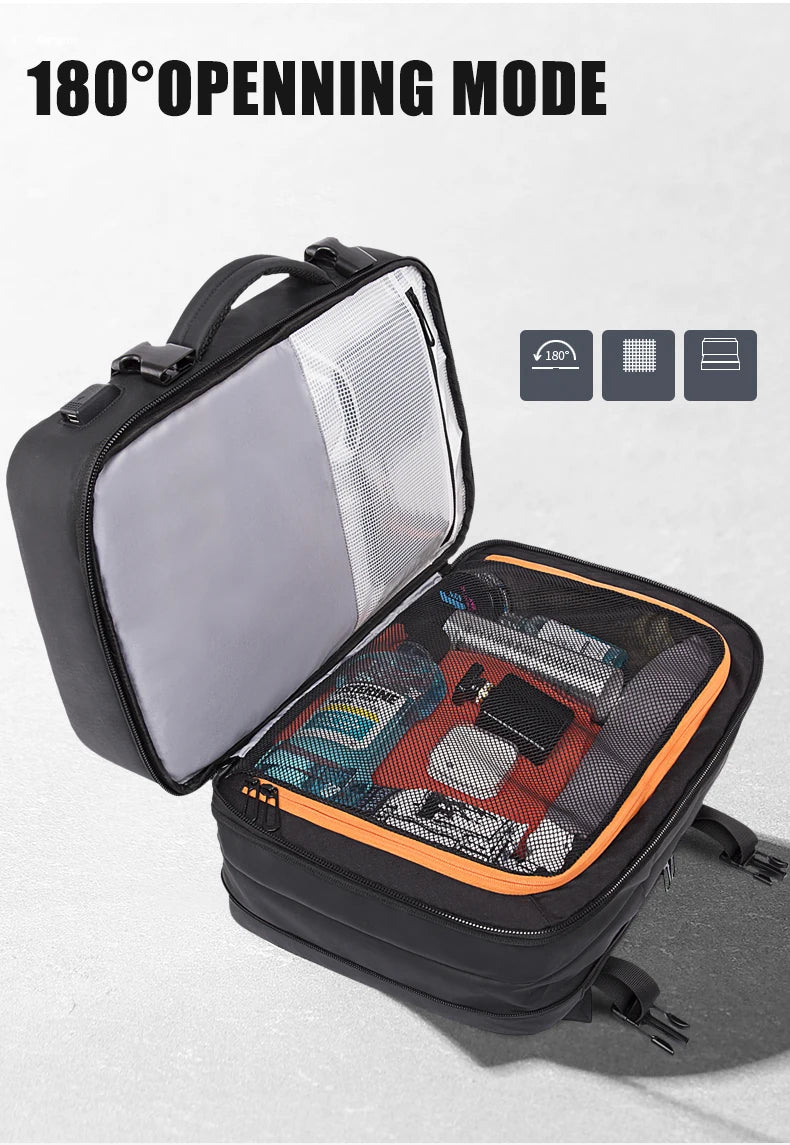 Expandable Men's Waterproof Laptop Backpack (17.3") – Large Capacity Business, Travel & Hiking Bag