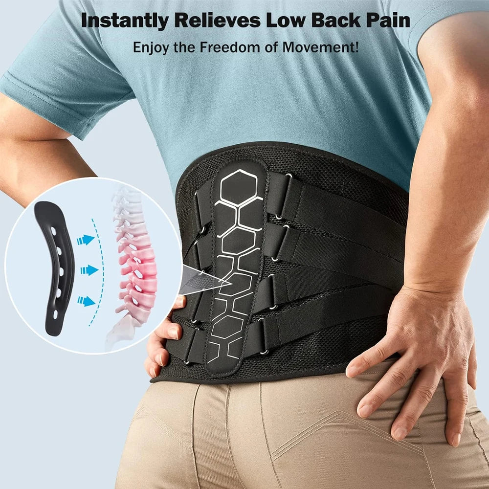 Premium Lumbar Support Belt – Flexible Back Brace for Pain Relief, Work Lifting & Scoliosis Comfort