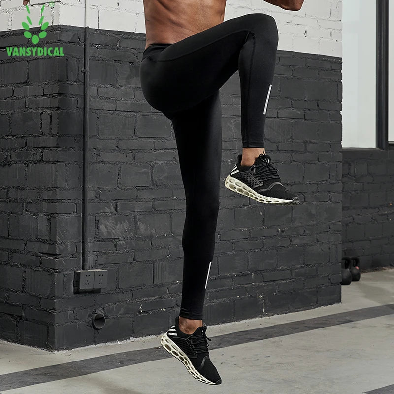 Men’s Compression Pants – Running, Basketball & Workout Tights with Reflective Stripes