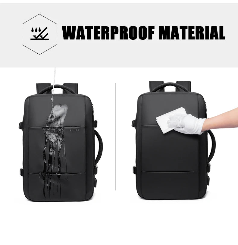 Expandable Men's Waterproof Laptop Backpack (17.3") – Large Capacity Business, Travel & Hiking Bag