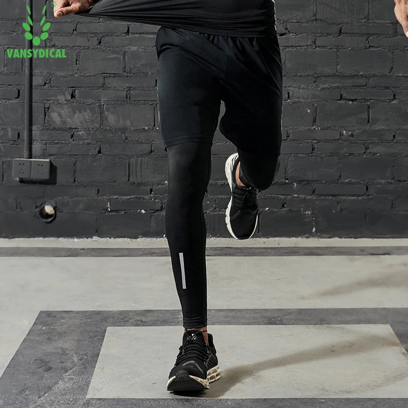 Men’s Compression Pants – Running, Basketball & Workout Tights with Reflective Stripes