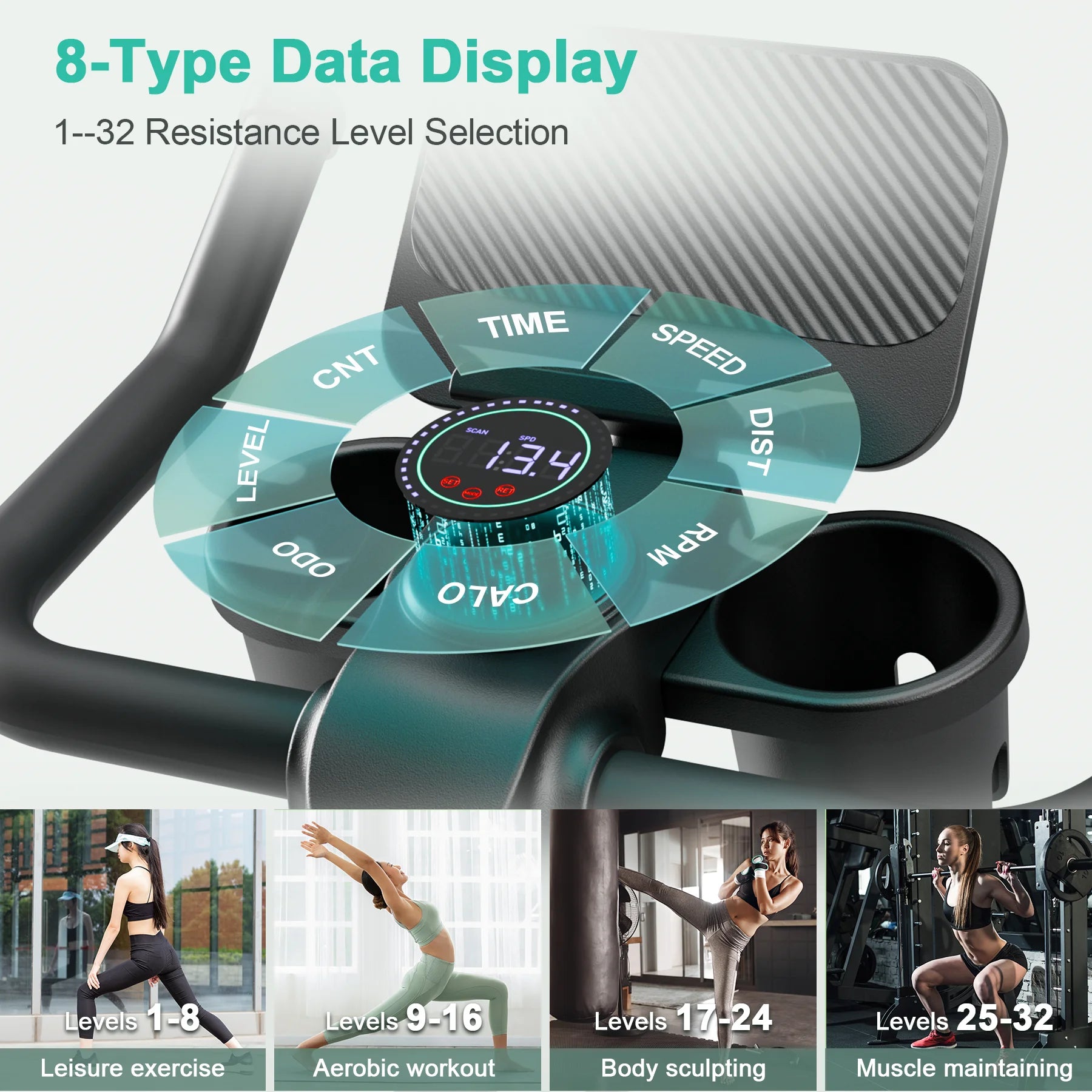 Magnetic Resistance Stationary Exercise Bike – 32-Level Indoor Cycling Bike for Home