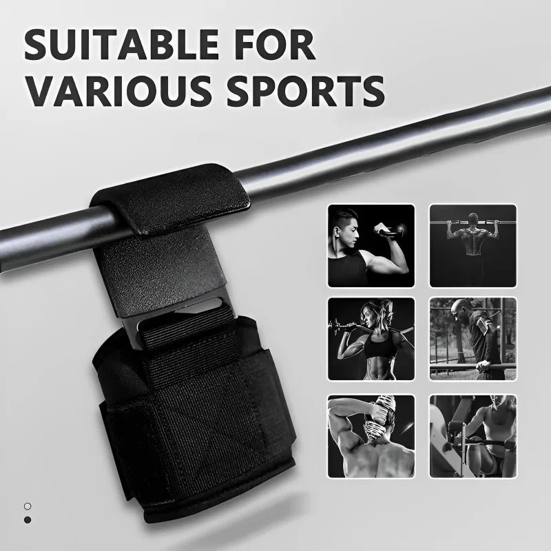Non-Slip Weight Lifting Hooks with Wrist Straps – Heavy-Duty Deadlift, Pull-Up & Strength Training Support (Pair)