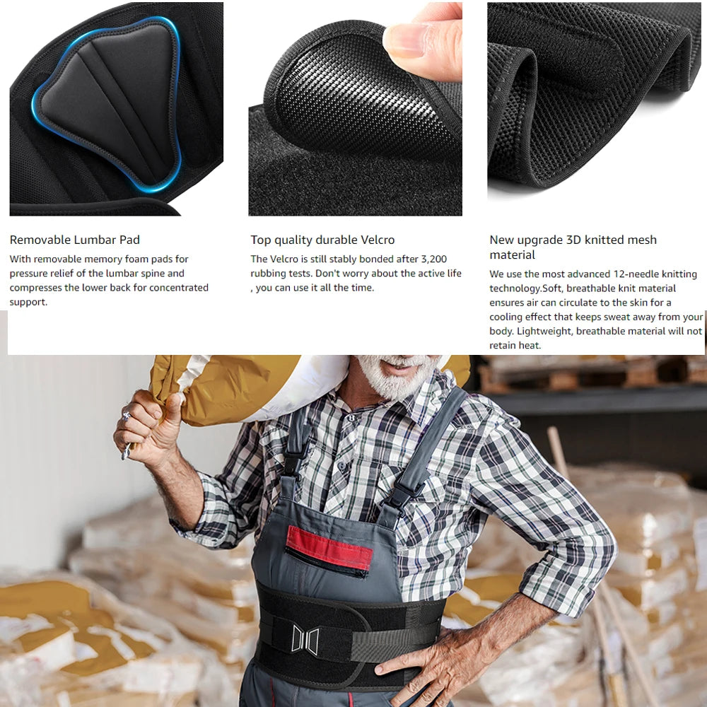Premium Lumbar Support Belt – Flexible Back Brace for Pain Relief, Work Lifting & Scoliosis Comfort