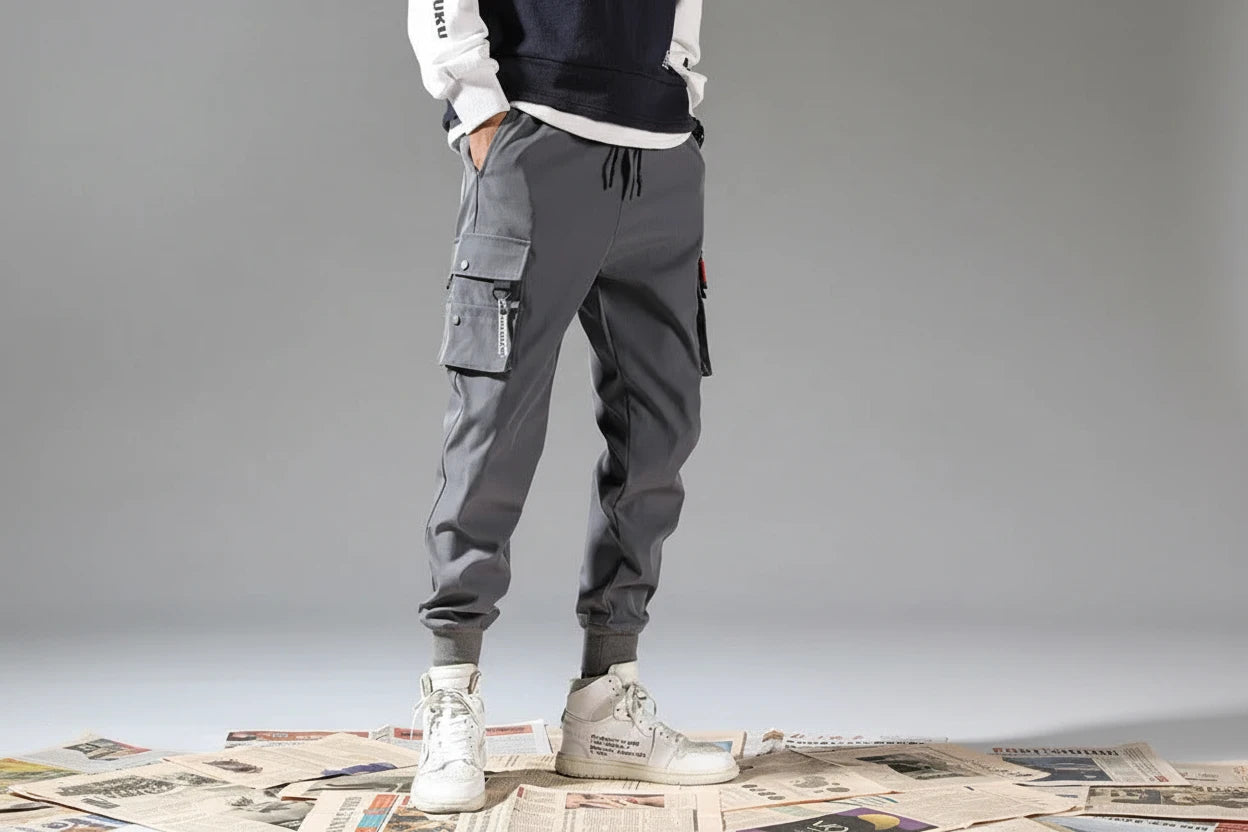 Men’s Cargo Pants – Solid Color, Multi-Pocket, Loose Casual & Outdoor Work Pants