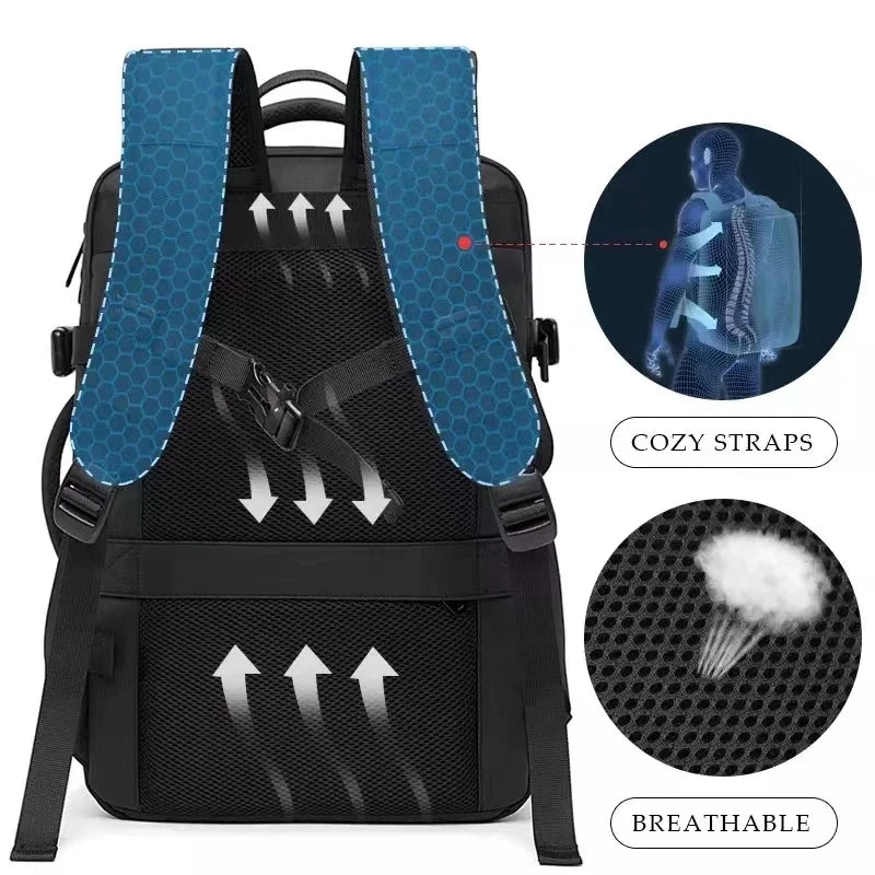 Expandable Men's Waterproof Laptop Backpack (17.3") – Large Capacity Business, Travel & Hiking Bag