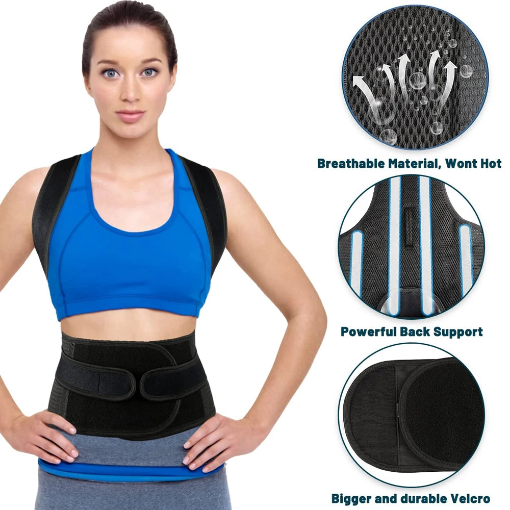 Back & Shoulder Posture Corrector – Adjustable Support Brace for Men & Women