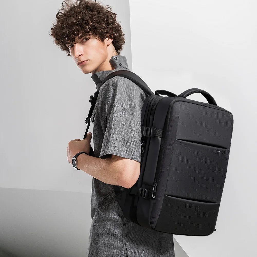 Expandable Men's Waterproof Laptop Backpack (17.3") – Large Capacity Business, Travel & Hiking Bag