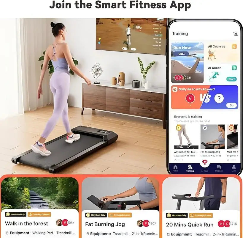 Superun 2-in-1 Mini Treadmill 2.5HP Home & Office with App & Remote Control