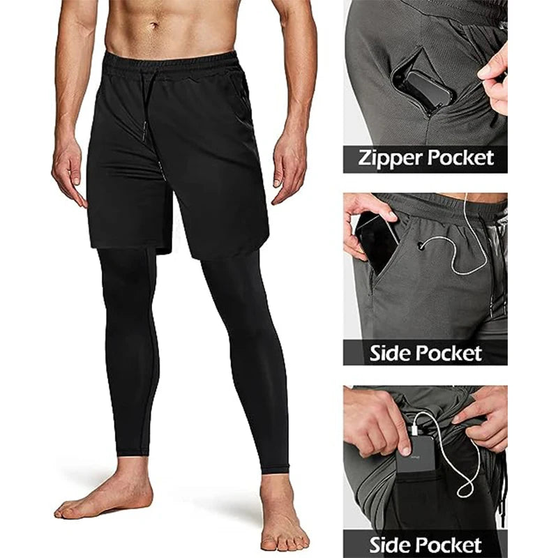 Men’s 2-in-1 Sport Pants – Running, Gym, Training & Athletic Jogging Trousers