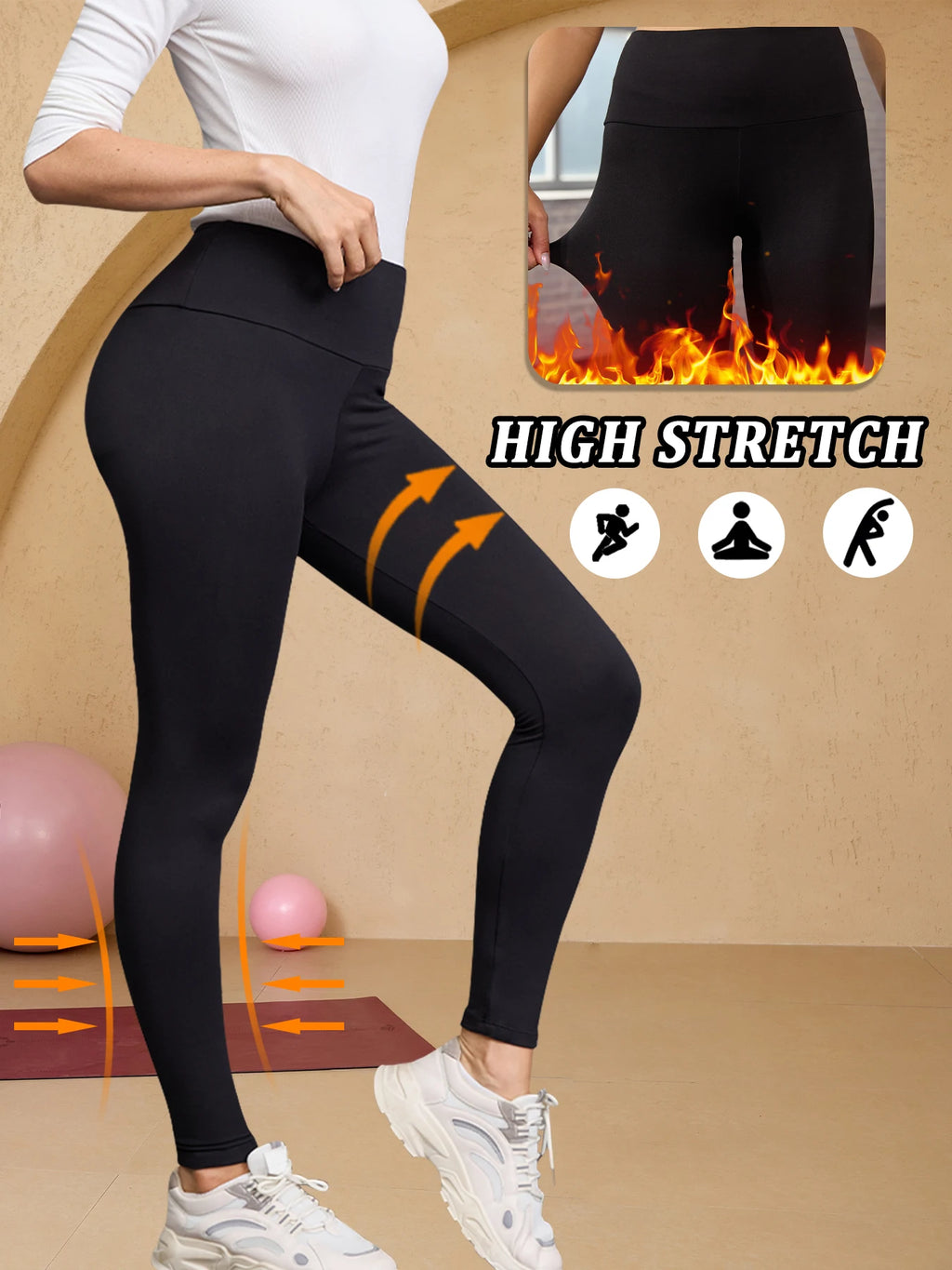 Women's Thermal Fleece Lined High-Waisted Leggings – Winter Workout & Yoga Pants