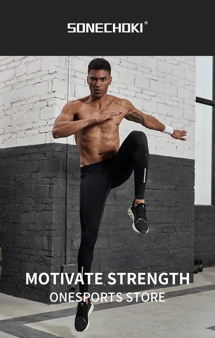Men’s Compression Pants – Running, Basketball & Workout Tights with Reflective Stripes