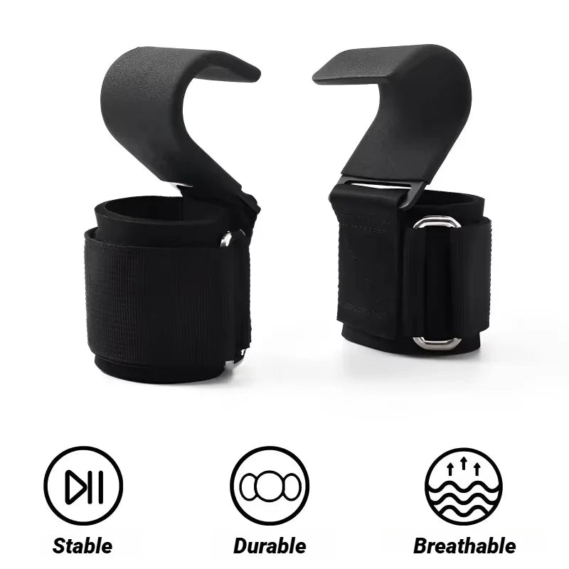 Non-Slip Weight Lifting Hooks with Wrist Straps – Heavy-Duty Deadlift, Pull-Up & Strength Training Support (Pair)
